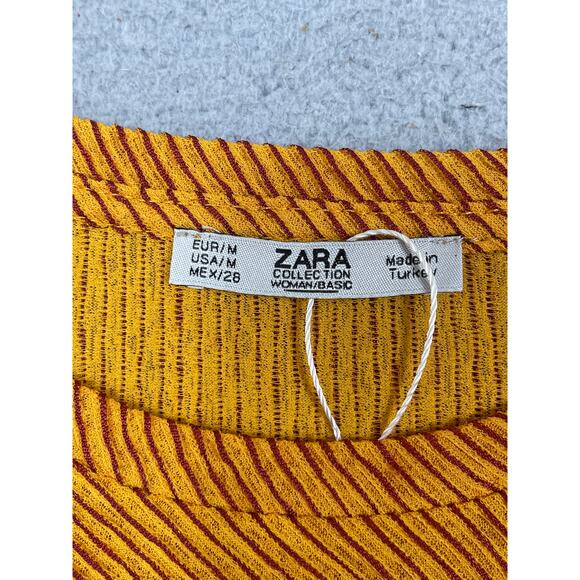 Zara Womens Size M Ribbed Striped Blouse NWT - Picture 3 of 11